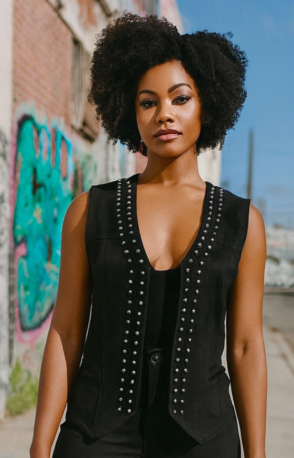 Suede Vest With Studs