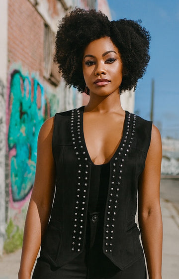 Suede Vest With Studs