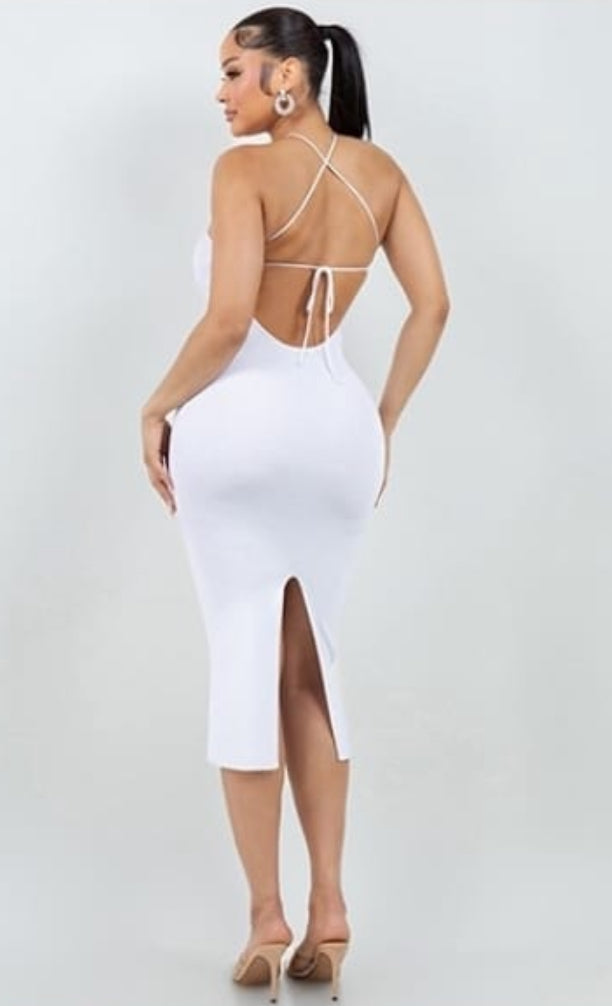 Halter Neck X Back Midi Dress