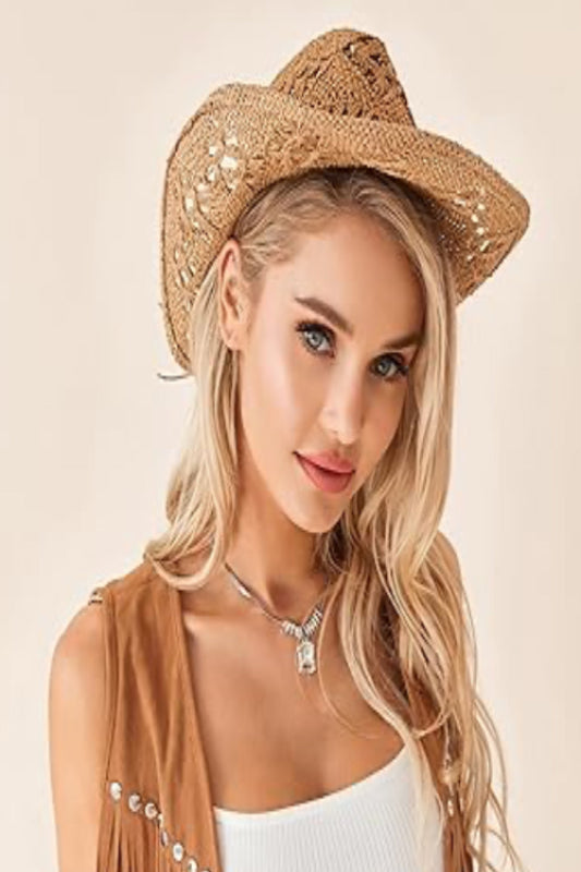 Straw Braided Cowboy Sun Hat