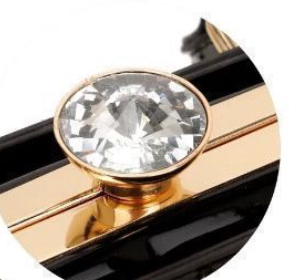 Patent Handbag with Rhinestone Closure