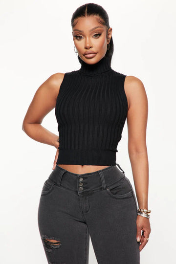 Turtle Neck Sleveless Sweater Top