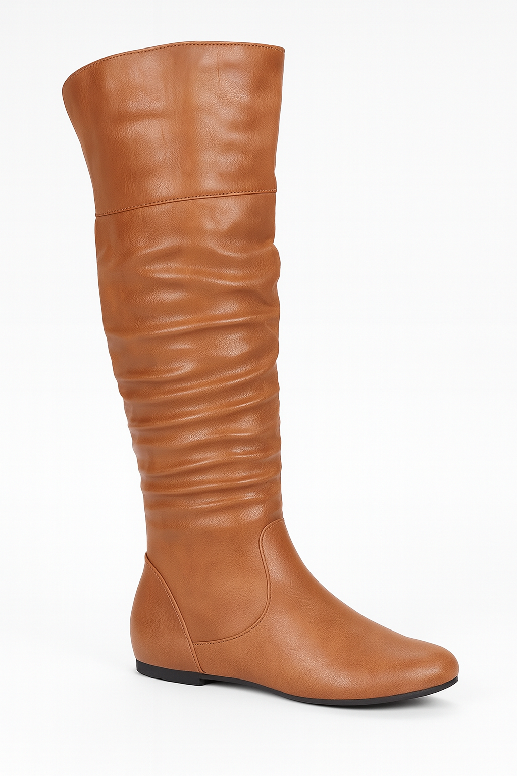 Ruched flat Knee-high Boots