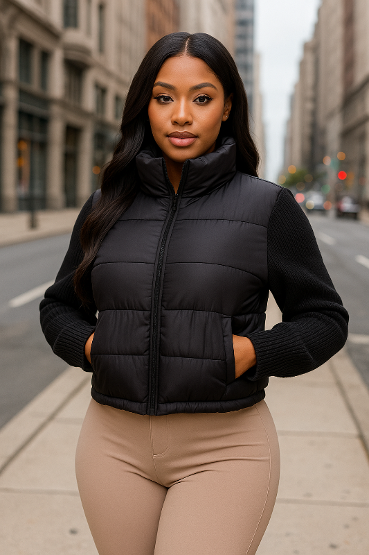 Knit Sleeve Padded Jacket