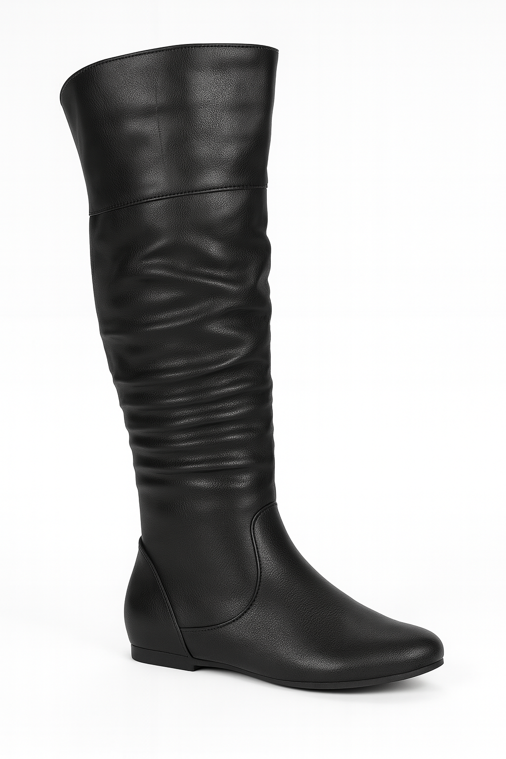 Ruched flat Knee-high Boots