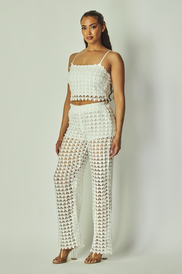 Lace Crop Top Pants Set