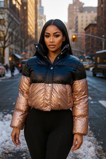 Two-tone puffer jacket