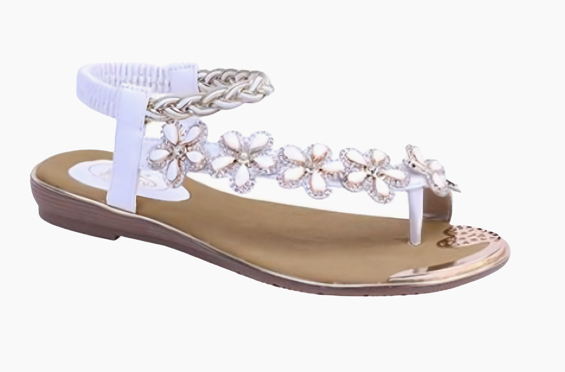 Ladies Flat Ankle Flower Sandals