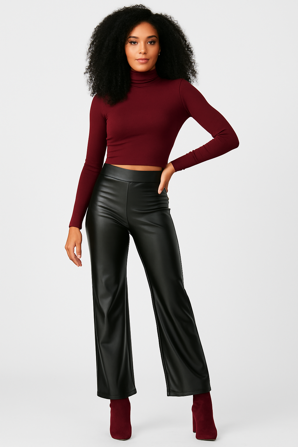 Vegan Leather Straight Pants