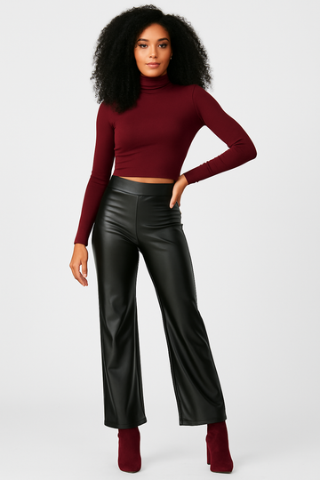 Vegan Leather Straight Pants