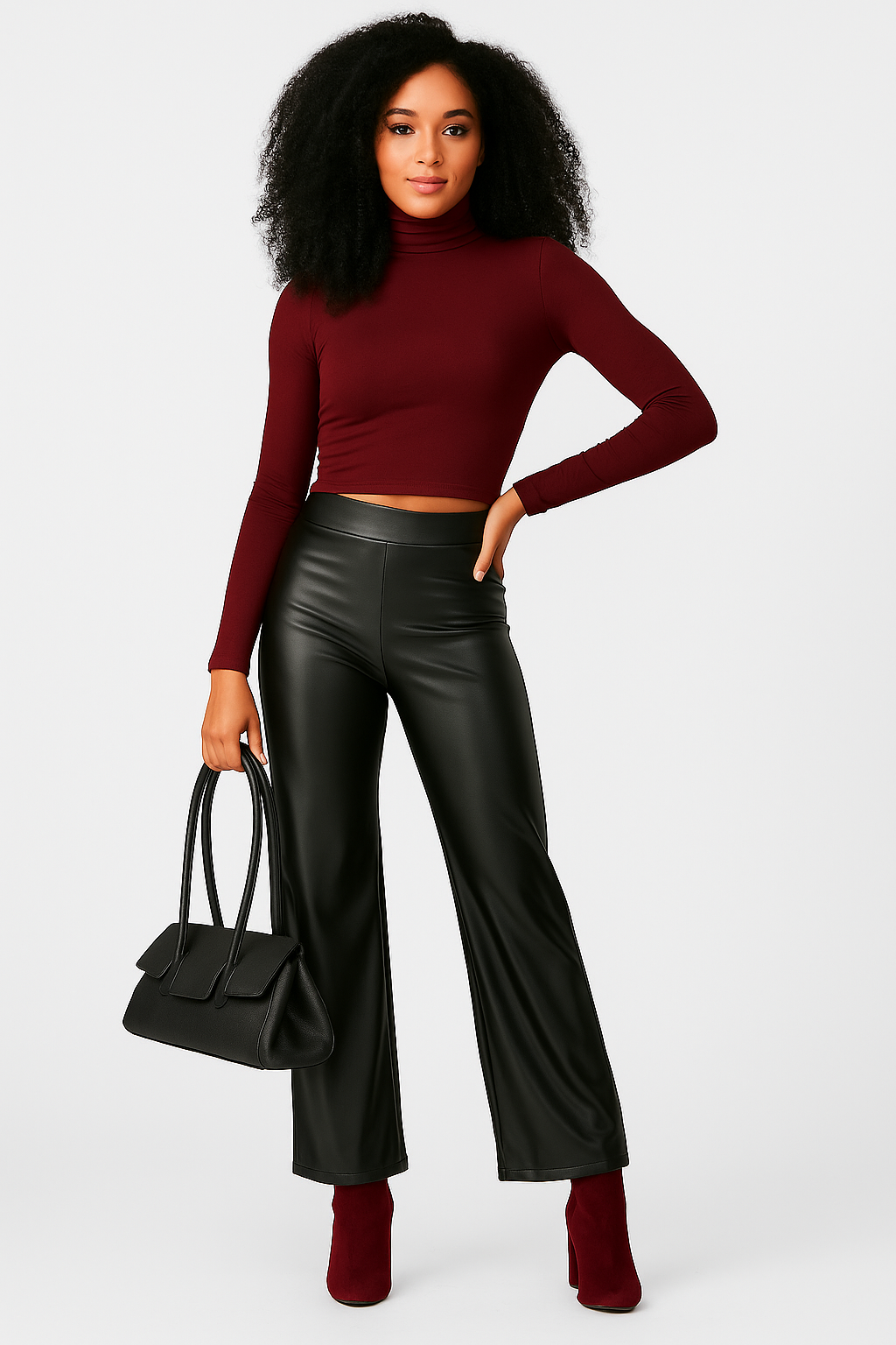 Minimalist Faux Leather Top Handle Bag