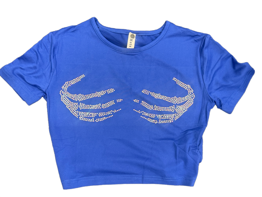 Graphic Rhinestone  T-Shirt diamond hands