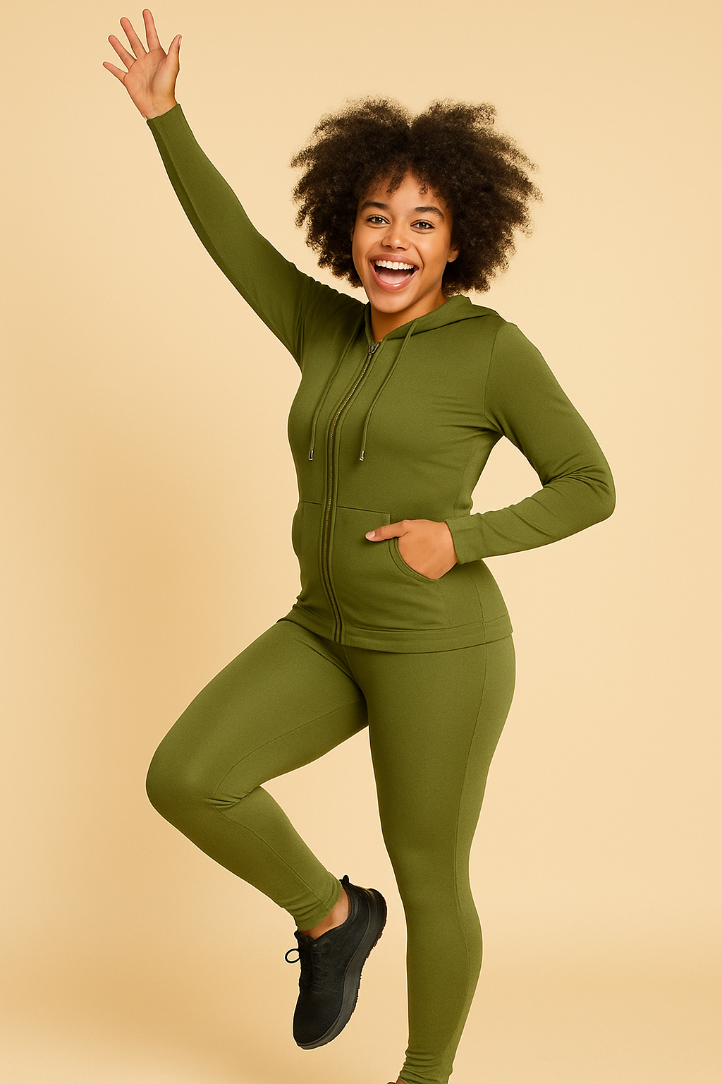 Zip Up Hoodie and Tights Set