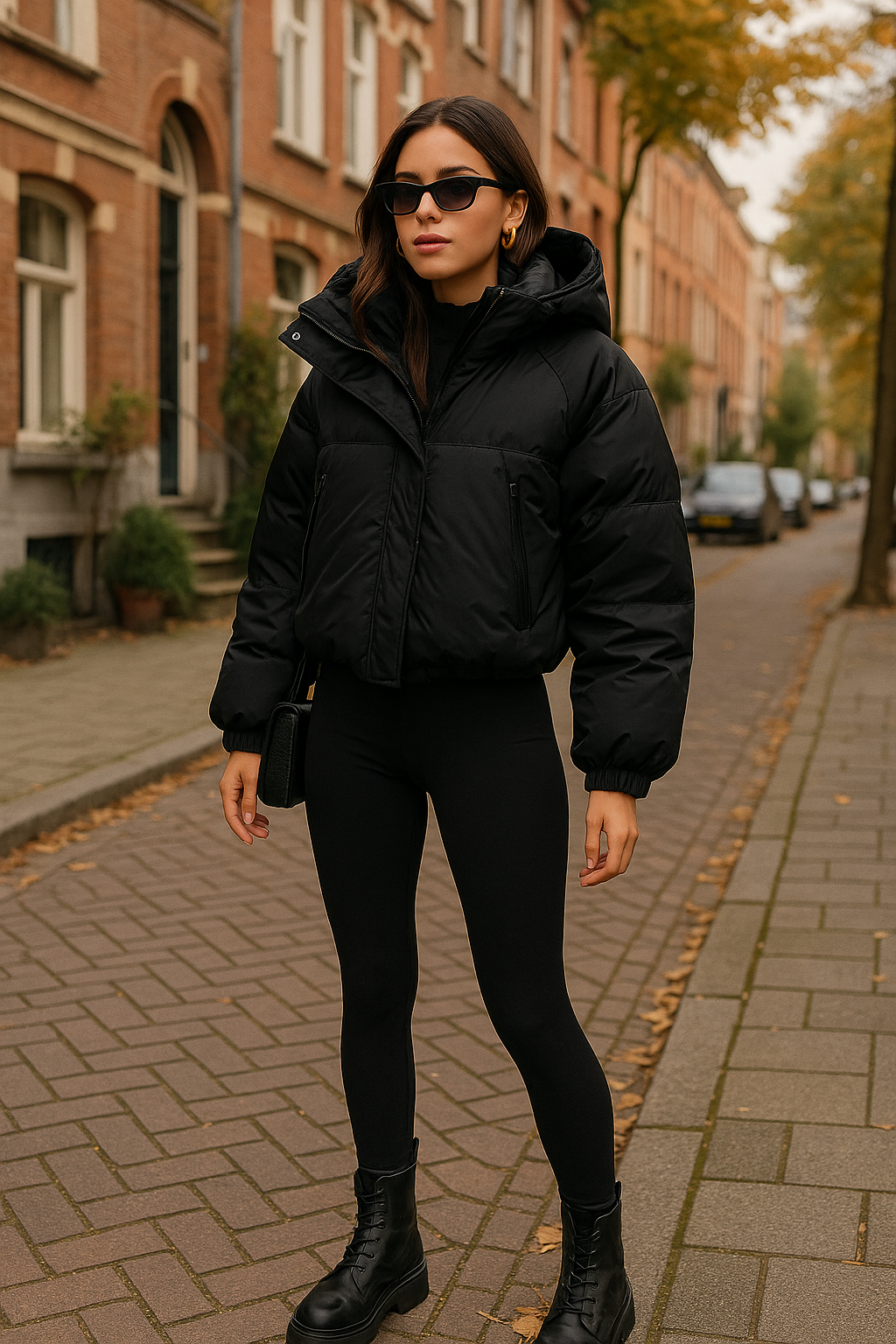 Hooded Snap-Button Jacket With Pockets