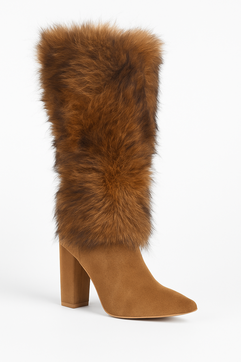 Pointy Toe Fur Boot with Heel