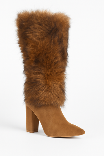 Pointy Toe Fur Boot with Heel