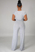 Short Sleeve Crop Top and Wide Leg Pant Set DAISY