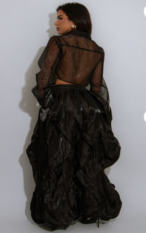 Wide Leg Dramatic Ruffle Jogger