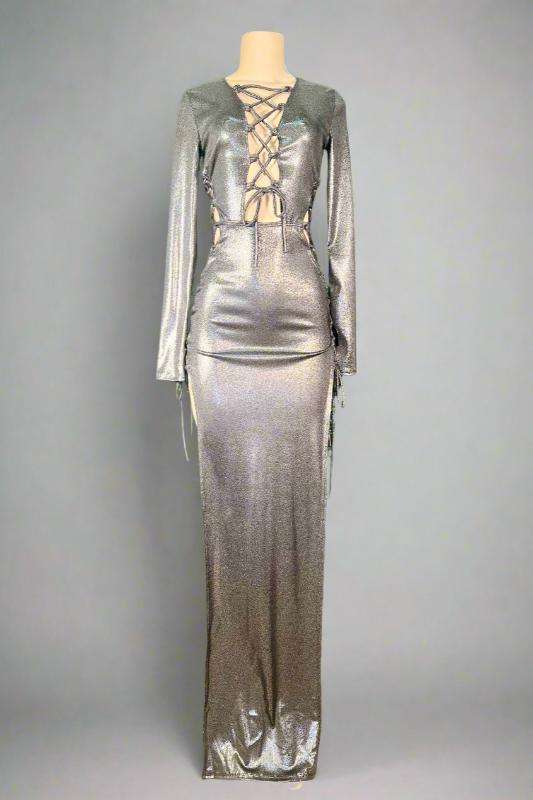 Sexy Deep V Neck Lace Up Dress BLOOM UP