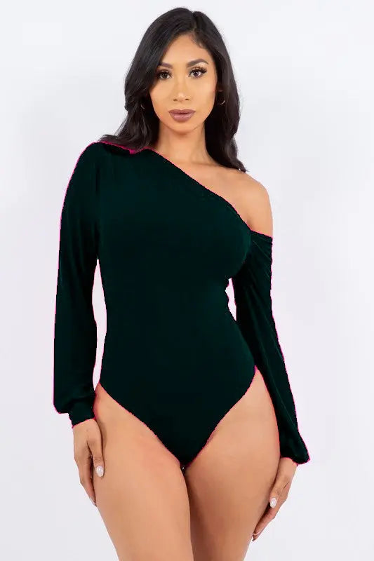 Draped Bodysuit with Pleats OLD LETS GO APPAREL