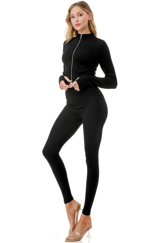 Ribbed Bra Line Jacket Set with 2 Way Zipper (OLD) SUPERLINE