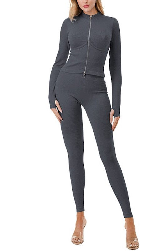 Ribbed Bra Line Jacket Set with 2 Way Zipper (OLD) SUPERLINE