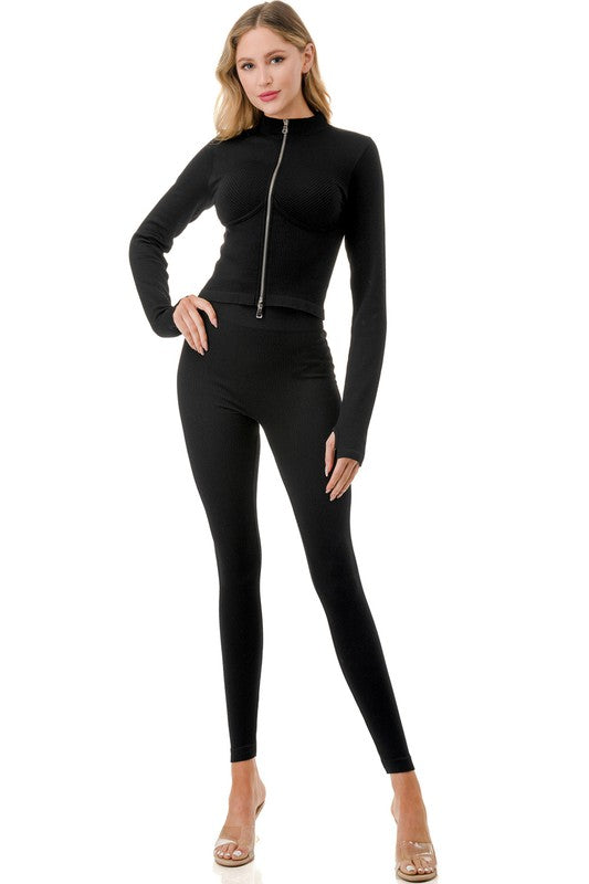 Ribbed Bra Line Jacket Set with 2 Way Zipper (OLD) SUPERLINE