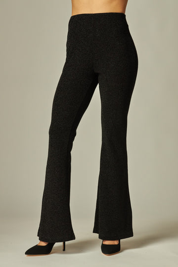 Metallic Stretchy Knit Flare Bell Bottom Pants