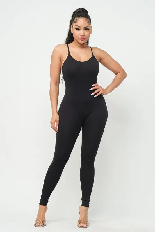 Seamless Fine Ribbed Strap Jumpsuit LOVE POEM