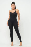 Seamless Fine Ribbed Strap Jumpsuit LOVE POEM