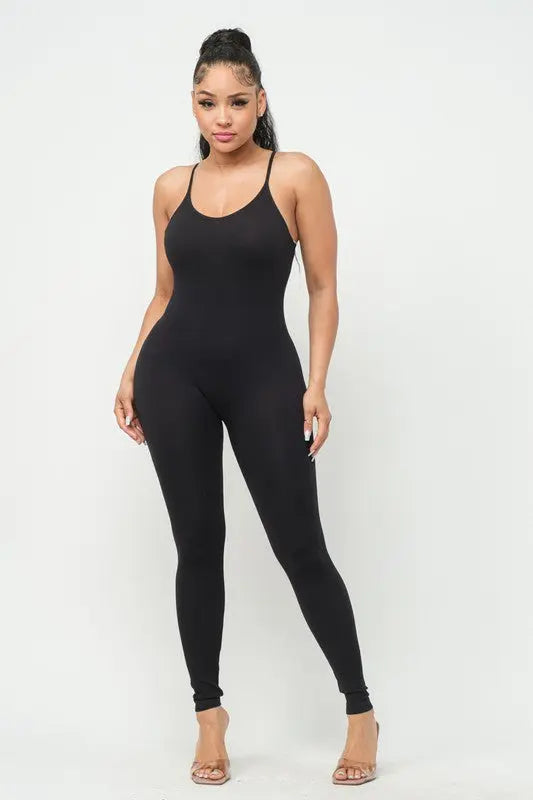 Seamless Fine Ribbed Strap Jumpsuit LOVE POEM
