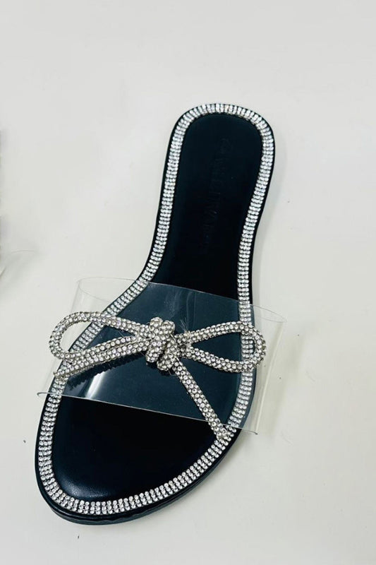 Rhinestone Slip On Clear One Strap Sandal