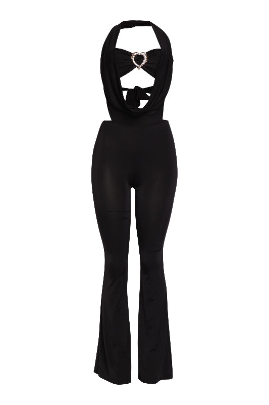 Deep Cowl Neck Halter Jumpsuit