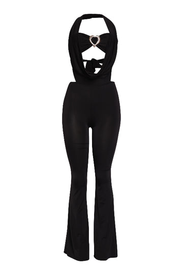 Deep Cowl Neck Halter Jumpsuit