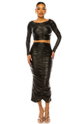 Faux Leather Skirt Set FASHION LOVE