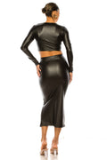 Faux Leather Skirt Set FASHION LOVE