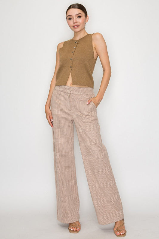 Straight-Leg Checkered Pants