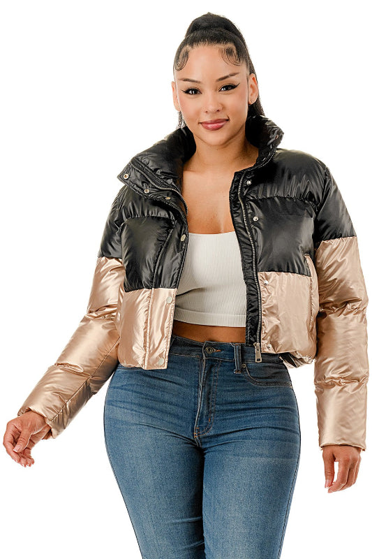 Two-tone puffer jacket