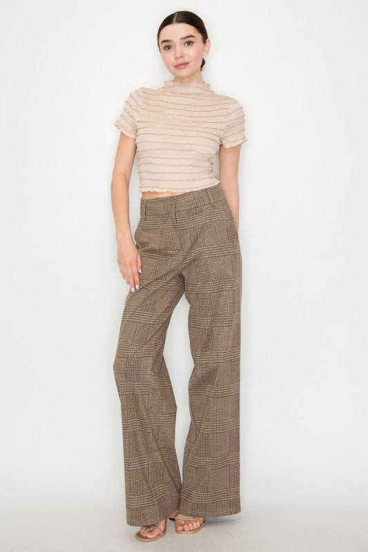 Wide-Leg Checkered Pants