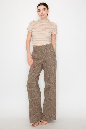 Wide-Leg Checkered Pants
