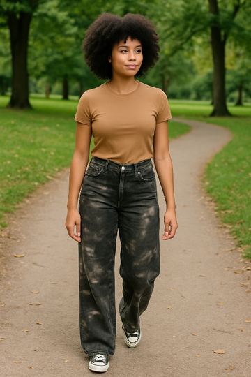 High Rise Wide Leg Camo Print Jeans