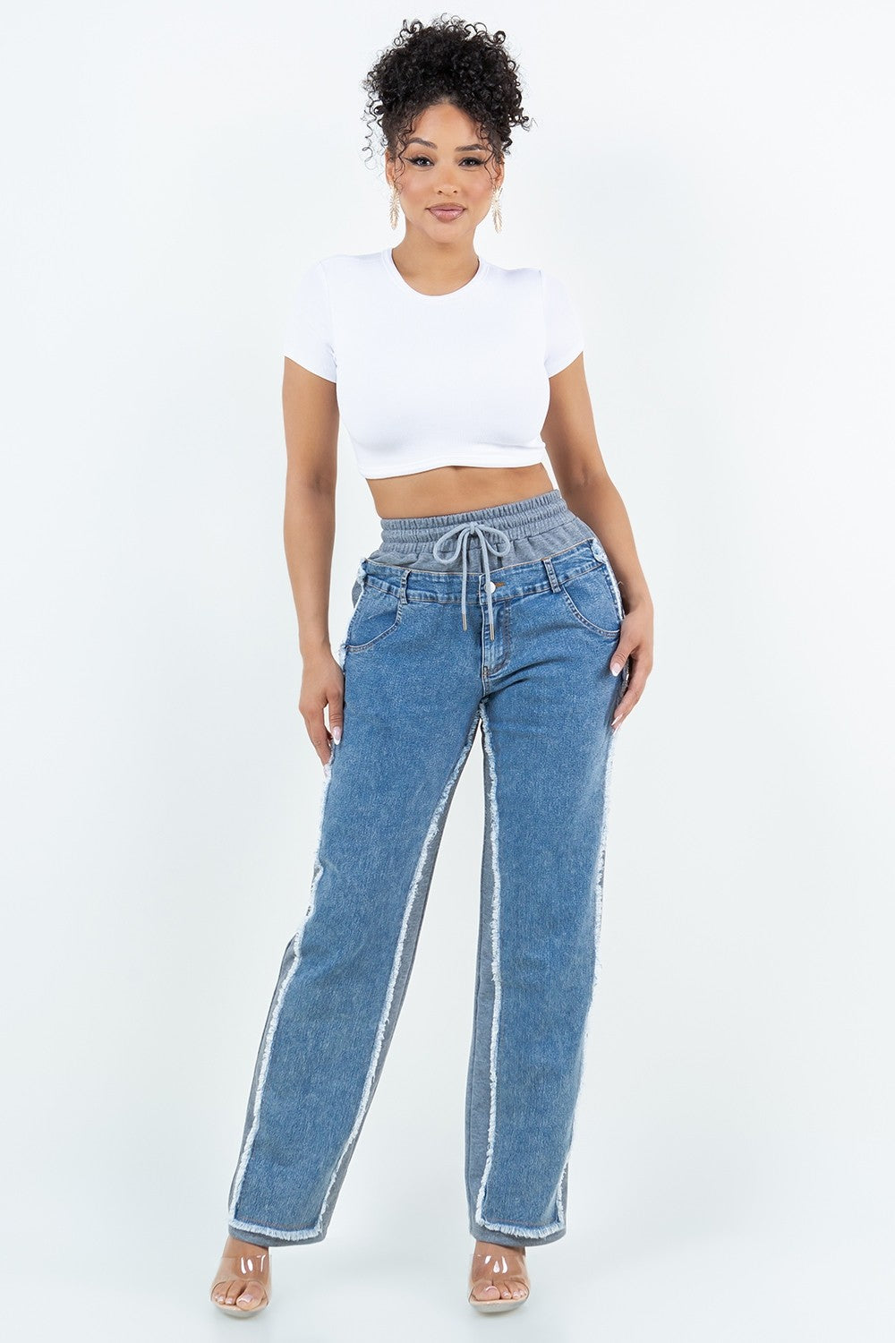 Sweatpants With Denim Contrast