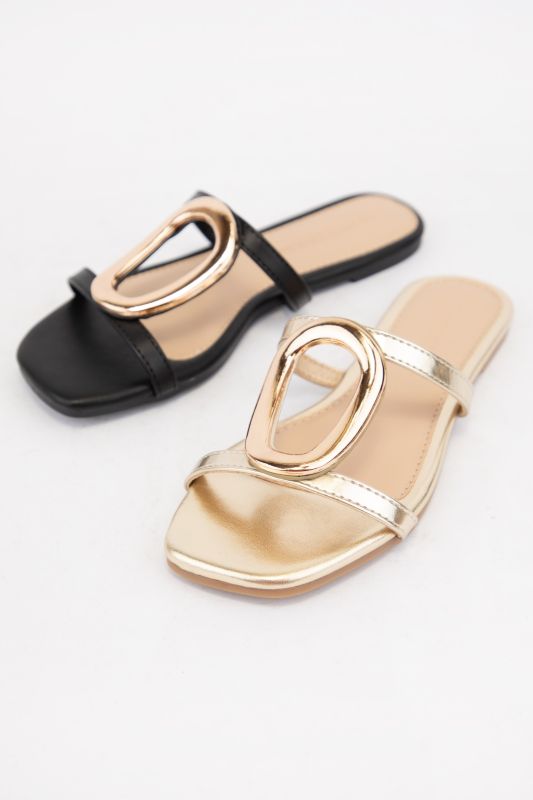 Hardware Strap Slip On Sandals