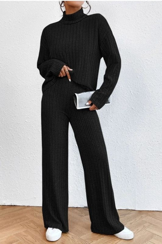 Long Sleeve Cable Knit Pant Set