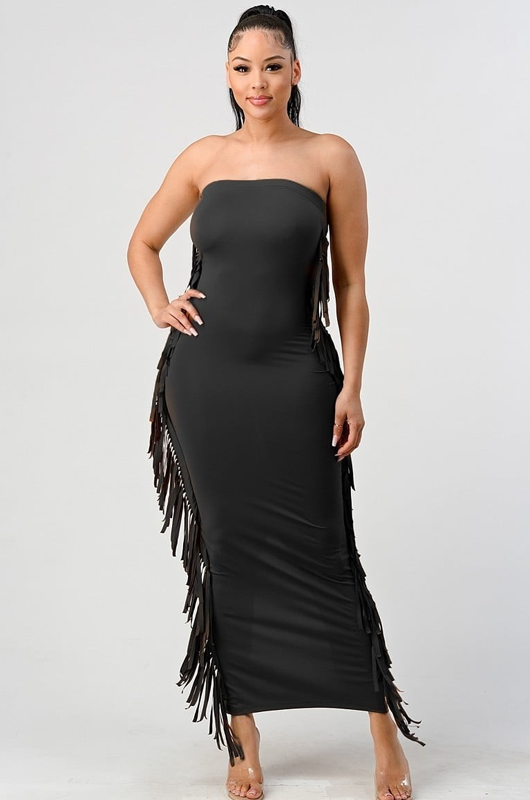 Fringe Maxi Tube Dress