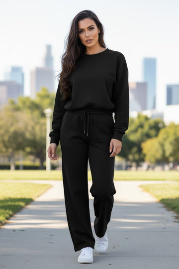 Wide Leg and Crew Neck Sweatsuit