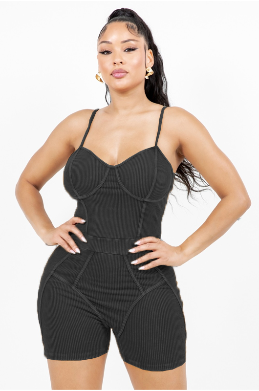 Wash Spaghetti Romper With Binding