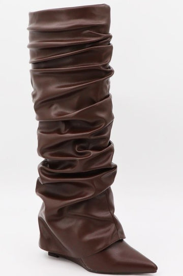 Fold Over Wedge Heel Boots