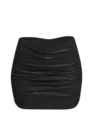 Slinky Foil Ruched Skirt with Under Short