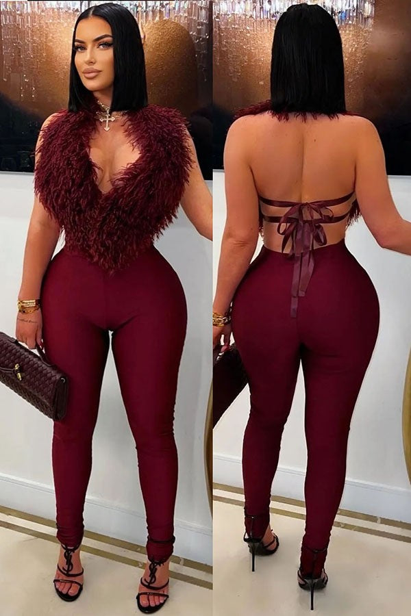 Fur Top And Metallic Tights